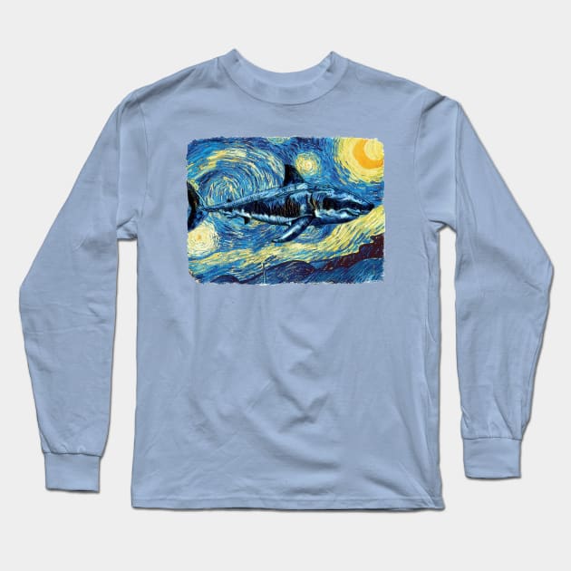 The Shark Van Gogh Style Long Sleeve T-Shirt by todos